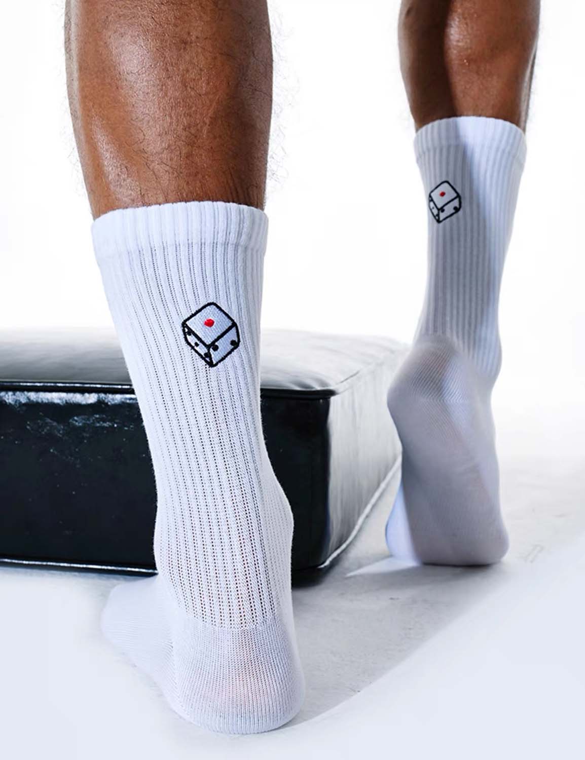 SOCKKON Mens Dice Lycra Sport Thin Crew Socks SINGLE-PACK&ndash; SEOBEAN®