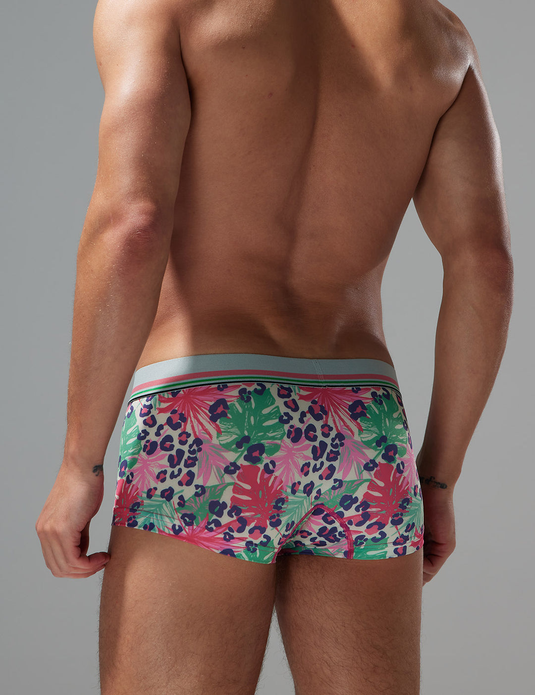 Bright Tropical Leaves Boxer Brief 250211 Pink