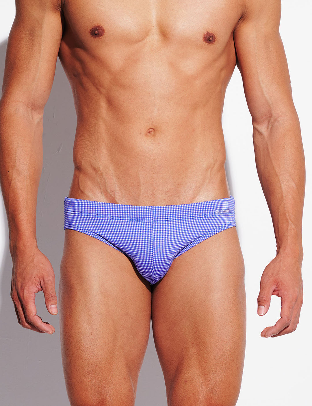 Micro-Check Swim Briefs – Removable Cup &amp; Sculpt Low Rise Fit S3628