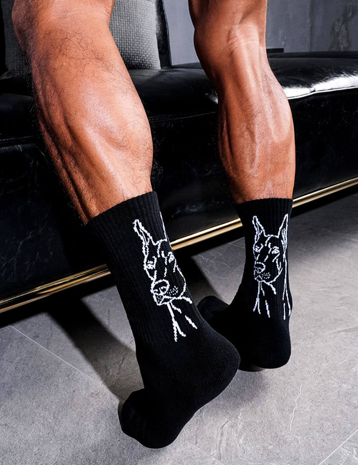 Doberman Thickened Crew Socks SINGLE-PACK