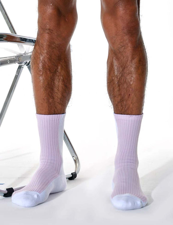 Pink Block Sport Crew Socks