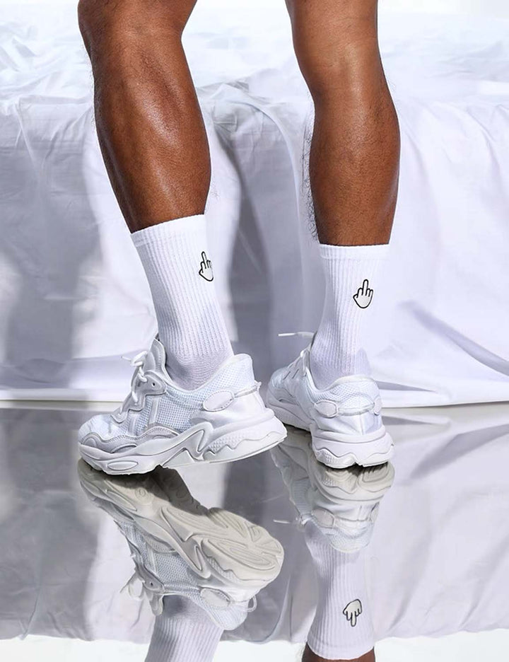 Reflective Middle Finger Thin Crew Socks