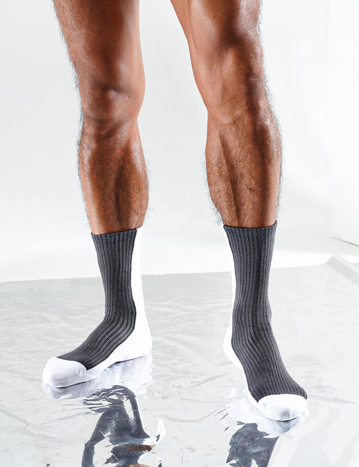 Grey Block Sport Crew Socks SINGLE-PACK