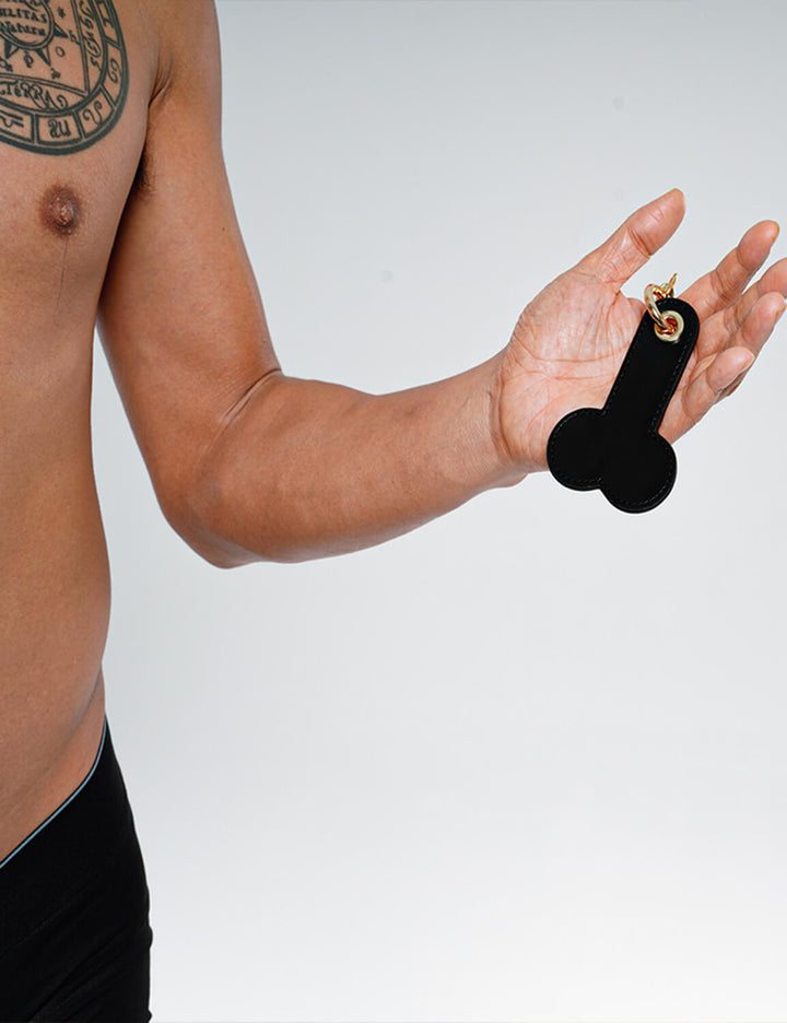 Cock Leather Keychain