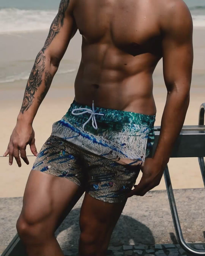 Swim Shorts 231301 with Quick-Dry in Green Beach