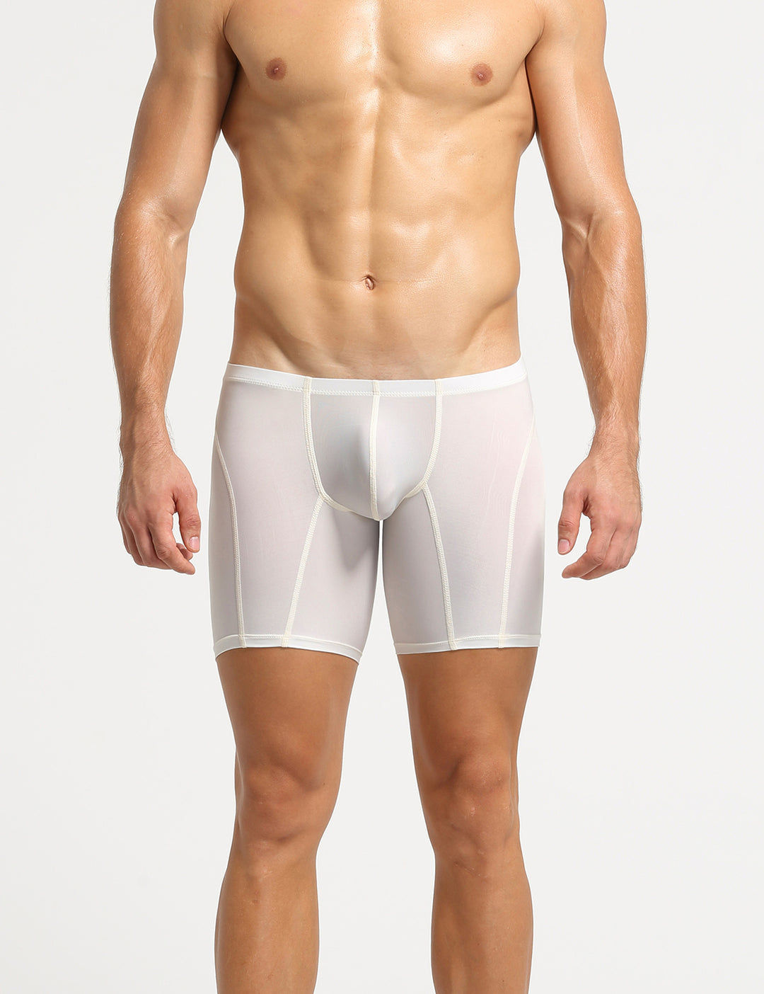 Nylon Low Rise Elastic Long Boxer Briefs 10202