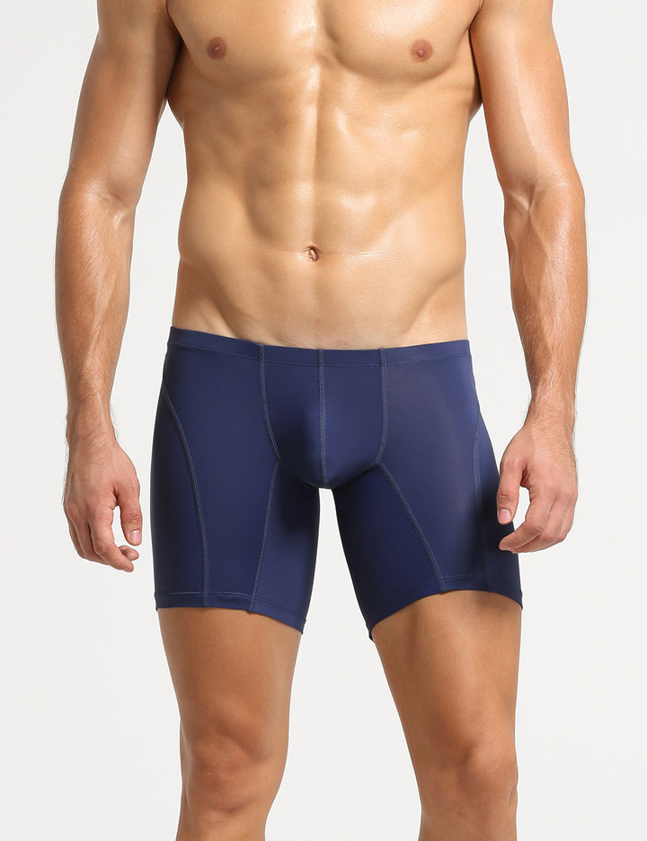 Nylon Low Rise Elastic Long Boxer Briefs 10202