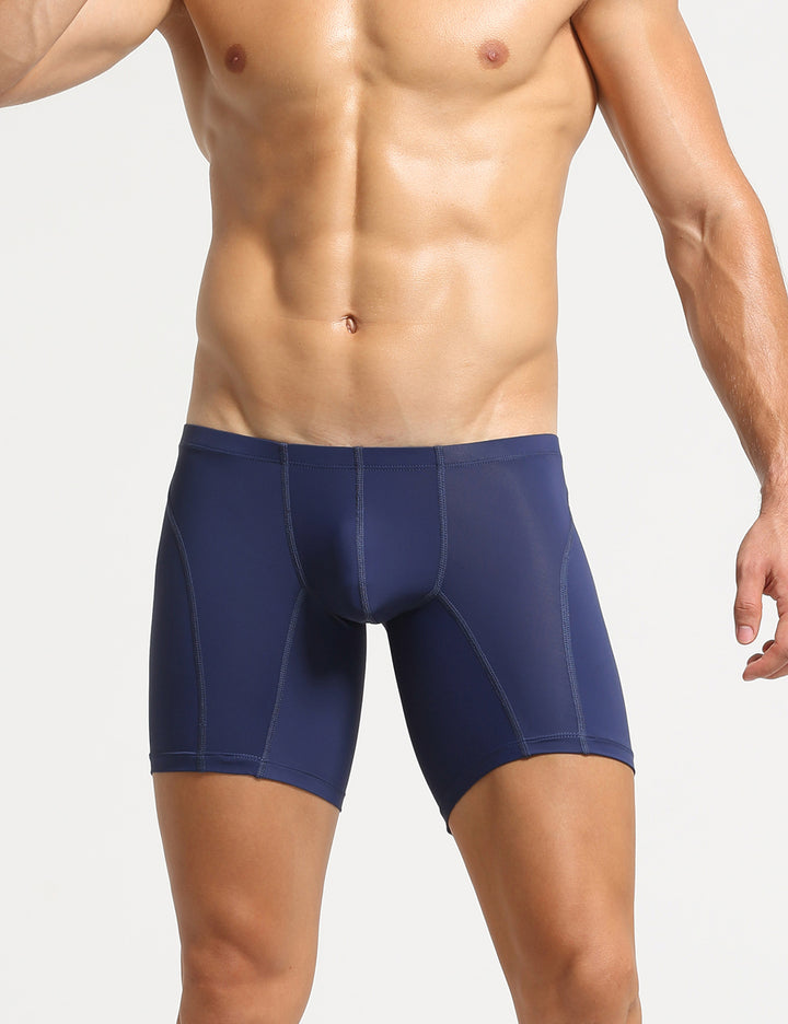 Nylon Low Rise Elastic Long Boxer Briefs 10202