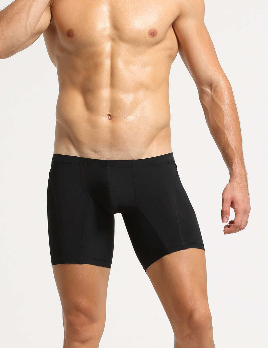 Nylon Low Rise Elastic Long Boxer Briefs 10202
