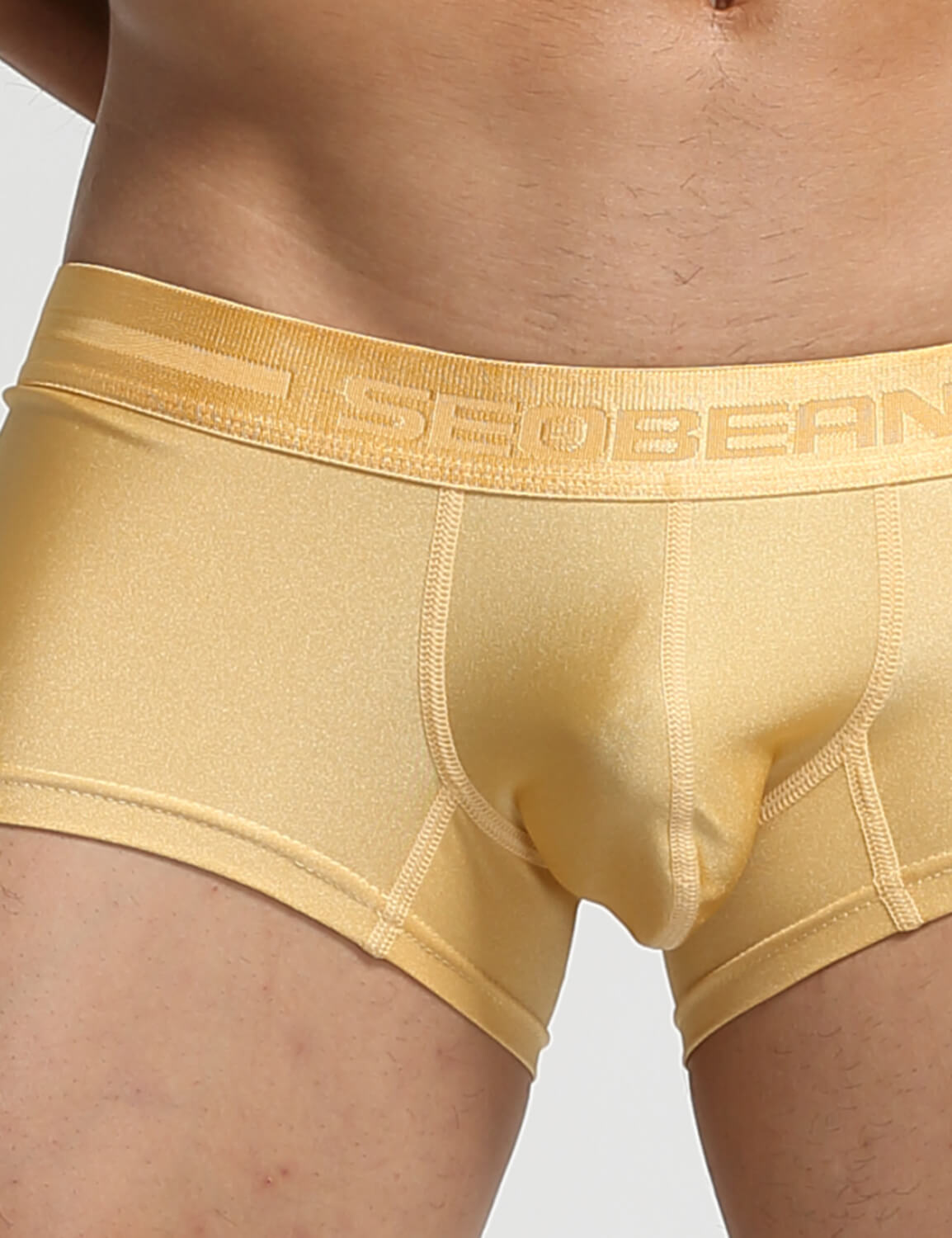 SEOBEAN Mens Shiny Gold or Silver Low Rise Boxer Briefs Underwear