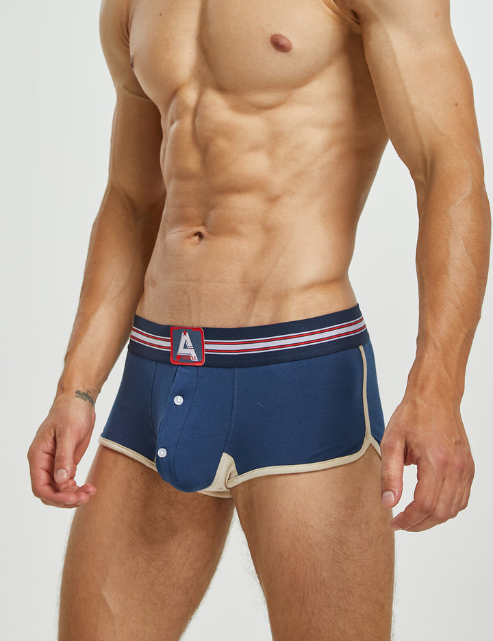 3D Pouch Cotton Button-Fly Trunks 220207