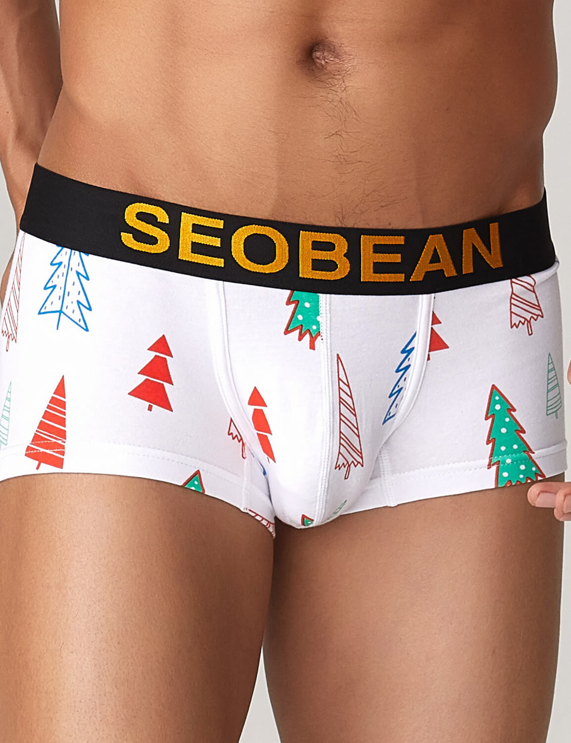 Seobean New Men's Underwear Christmas Print Low-waist Shorts