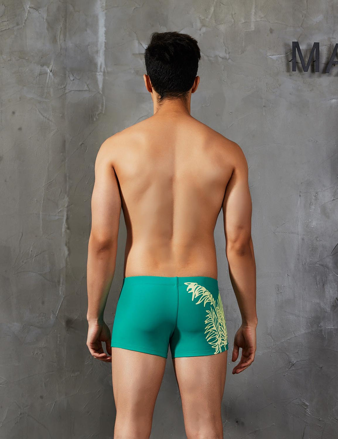 Boxer Brief Leaf Pattern Swimwear 90802