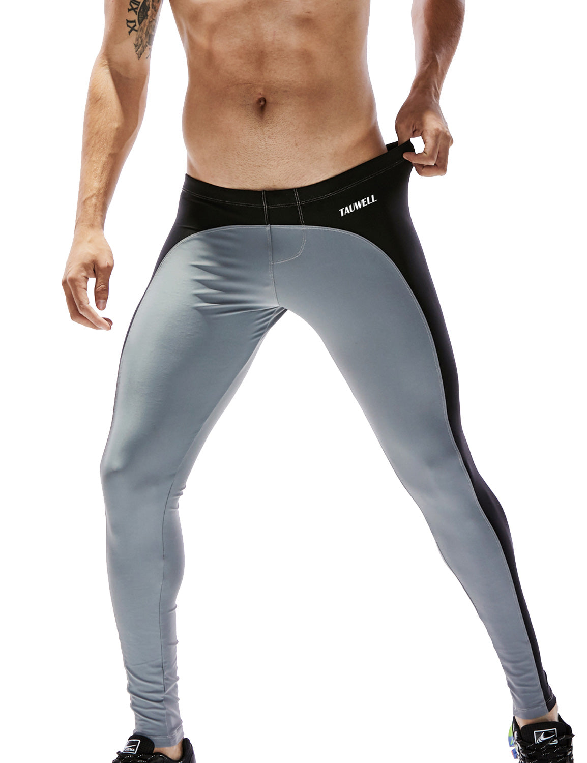 TAUWELL Men's Sports Compression Tights Leggings - Low Rise Athletic Base Layer