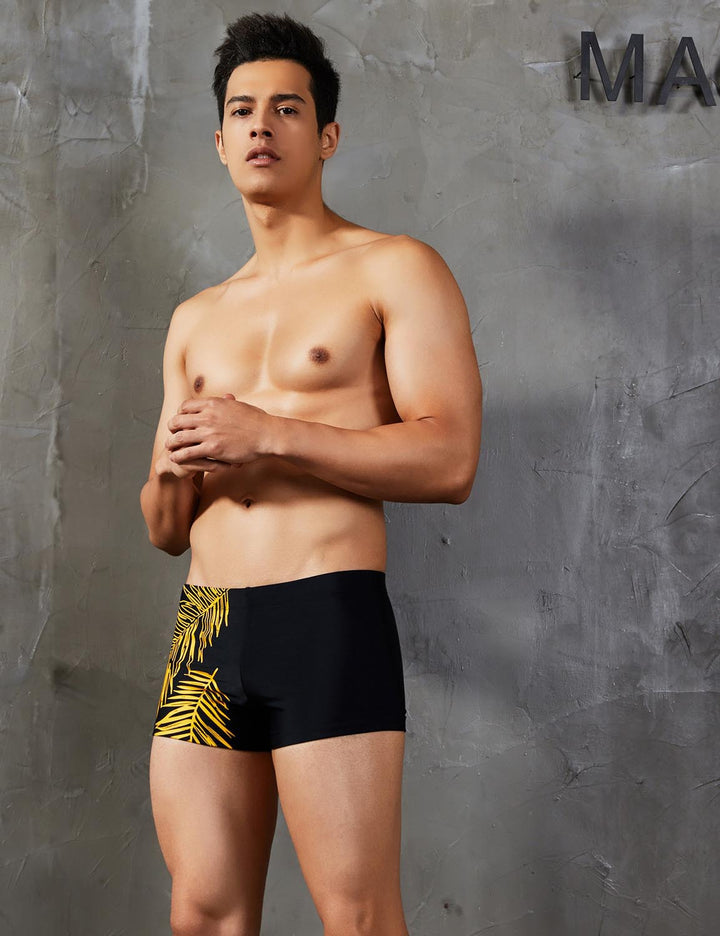 Boxer Brief Leaf Pattern Swimwear 90802