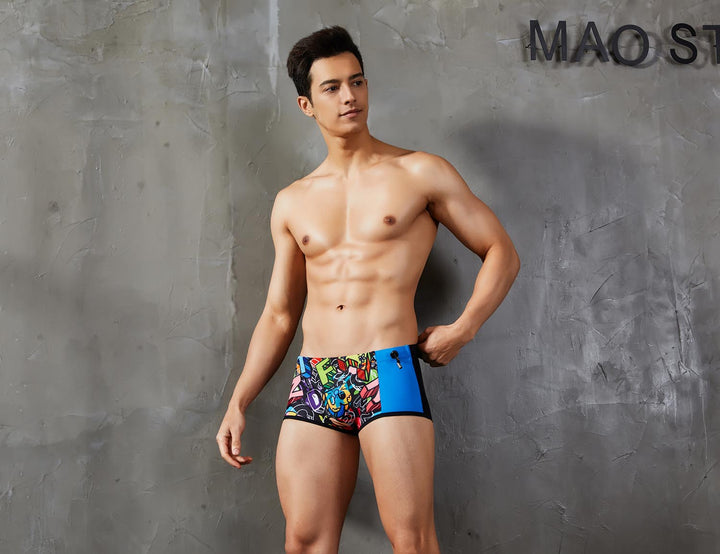 Low Rise Boxer Brief Graffiti Swimwear 90801