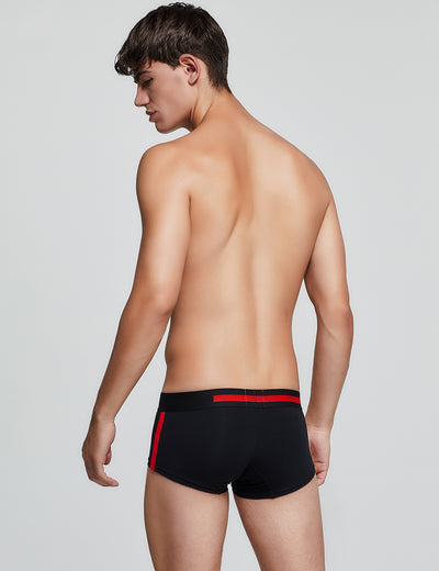 SEOBEAN Men's Low Rise Boxer Briefs - Side Line Design, Nano Underwear (Cotton Blend)