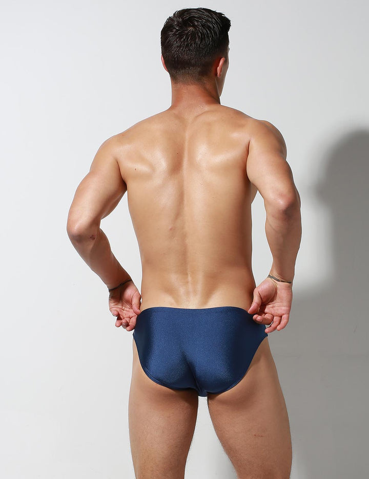 Men's Shiny Satin Swim Bikini - Low Rise, Fashion Knit Fabric, Sizes S To XL (K838 Y Style) 2 thumbnail image