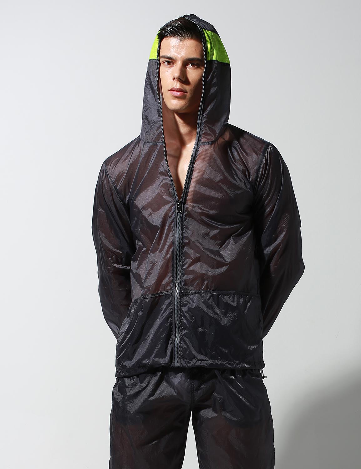 Translucent Quick-Dry Sport Long Sleeve Hooded Jacket S2902
